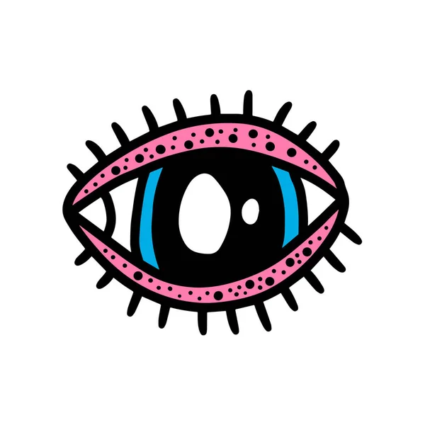 Open Eye Draw Vector Illustration Cartoon Doodle Style Pink Blue — 스톡 벡터