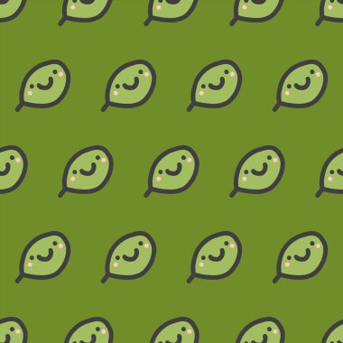 Gülen ıspanak yapraklı el çizimi vektörsüz desen karikatür karalama tarzında