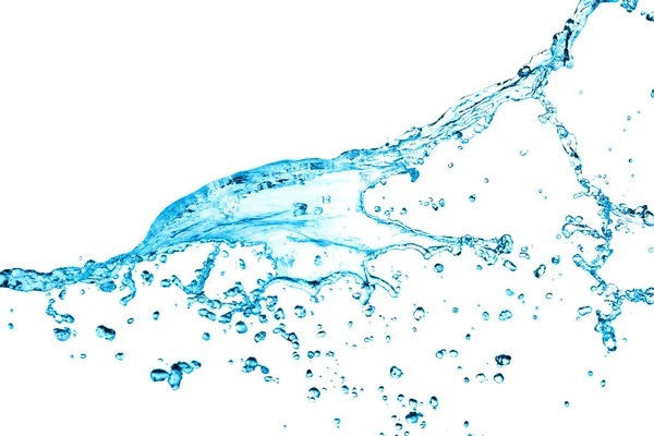 Blaues Wasser spritzt isoliert auf weißem Hintergrund — Stockfoto