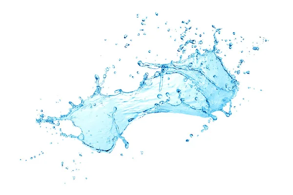 Голубой всплеск воды изолирован на белом фоне — стоковое фото