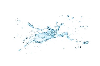 Mavi su sıçraması beyaz arkaplanda izole edildi