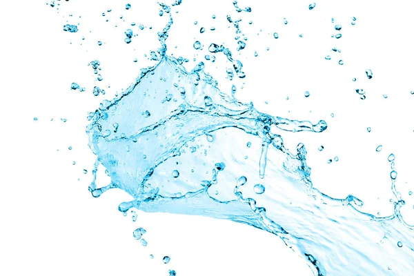 Spruzzo d'acqua blu isolato su sfondo bianco — Foto Stock