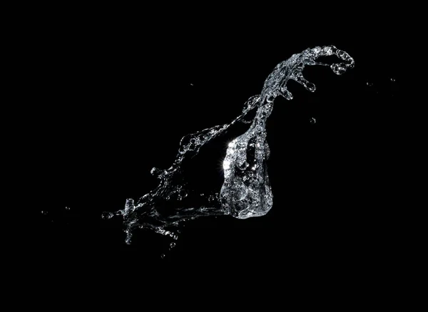 Salpicadura Agua Aislada Sobre Fondo Negro — Foto de Stock