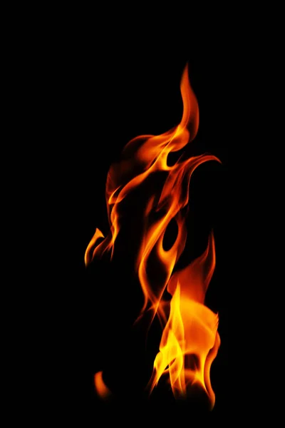 Fire flames on black background — Stock Photo, Image