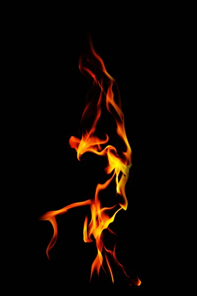 Tűz lángok fekete háttér — Stock Fotó