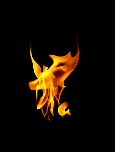 Fire flames on black background — Stock Photo, Image