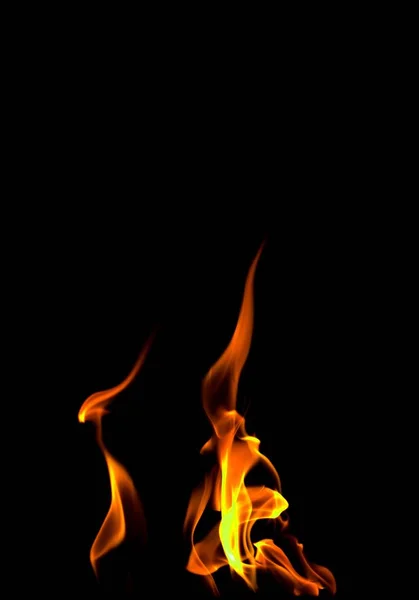 Fire flames on black background — Stock Photo, Image