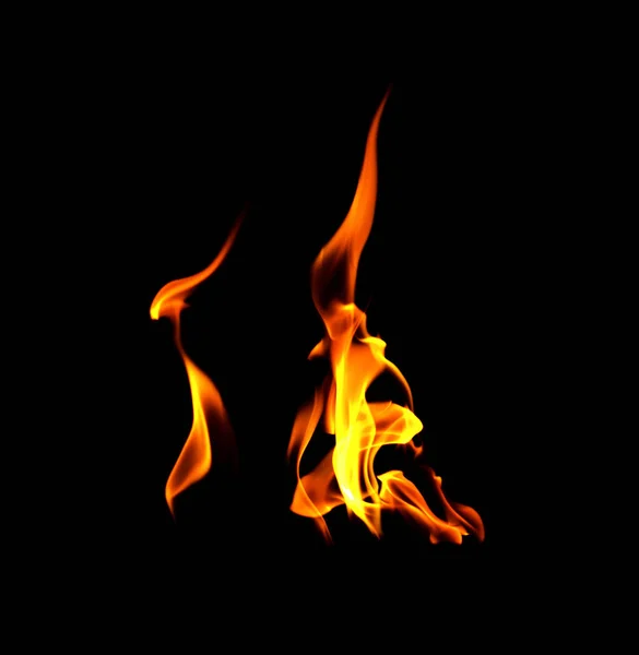 Fire flames on black background — Stock Photo, Image