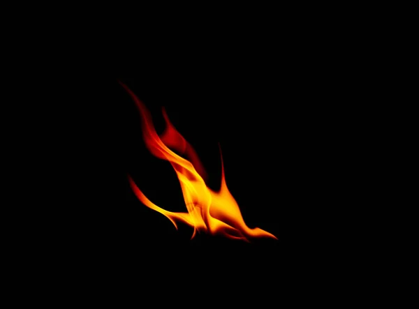 Tűz lángok elszigetelt fekete háttér. — Stock Fotó