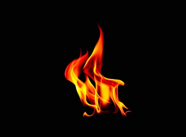 Fire flames isolated on black background. — Stock Photo, Image