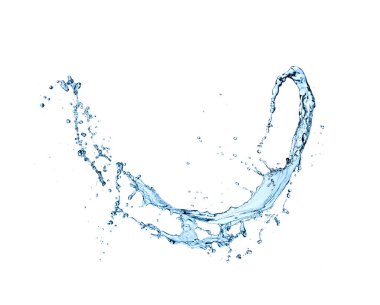 Beyaz arkaplanda su sıçraması izole edildi