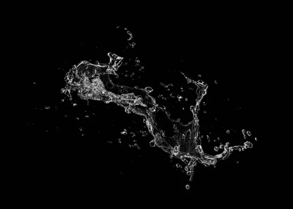 Water Spatten Isoleren Zwarte Achtergrond — Stockfoto