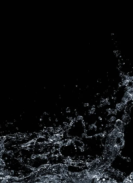 Agua Salpicadura Aislar Sobre Fondo Negro — Foto de Stock