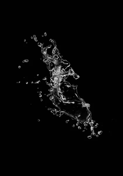 Water Splash Isolaat Zwarte Achtergrond — Stockfoto