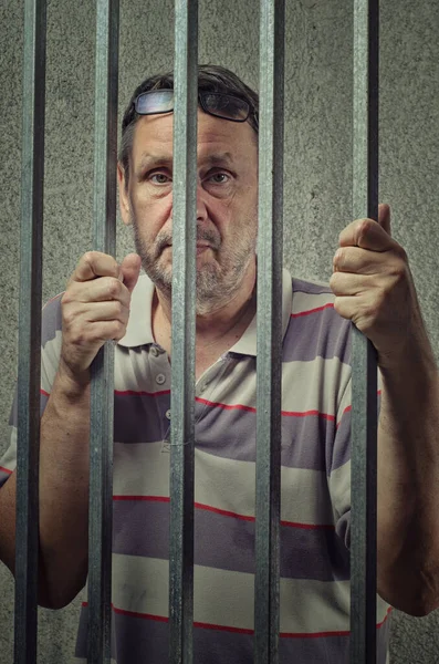 Mature Man Awaiting Release Bail Detention Center — Stock Photo, Image