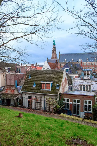 Paysage Cathédrale Médiévale Hooglandse Kerk Dans Paysage Urbain Leyde Pays — Photo