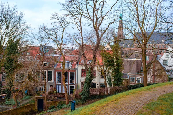 Landskap Medeltida Hooglandse Kerk Katedralen Stadsbilden Leiden Nederländerna Europa — Stockfoto