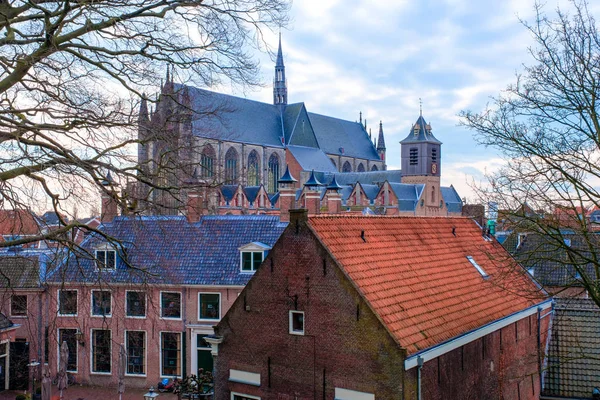 Paysage Cathédrale Médiévale Hooglandse Kerk Dans Paysage Urbain Leyde Pays — Photo