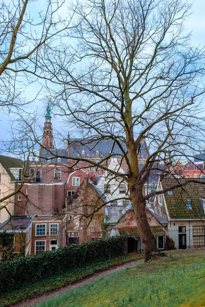 Leiden Şehir Manzarasında Ortaçağ Hooglandse Kerk Katedralinin Manzarası Hollanda Avrupa — Stok fotoğraf
