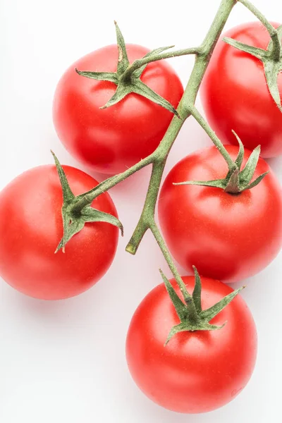 Primer Plano Rama Los Tomates Cherry Sobre Fondo Blanco — Foto de Stock