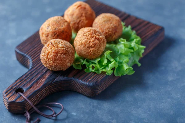 Fried Falafel Balls Wooden Board Table — Stock Photo, Image