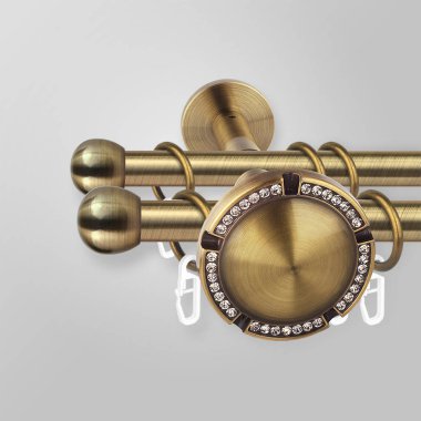 Modern sphere shaped finials for eaves on grey background