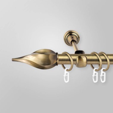 Gri arka plan üzerinde perde direği için swirled modern metal fiş