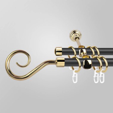 Gri arka planda filiz şeklinde metal sonlu perde saves