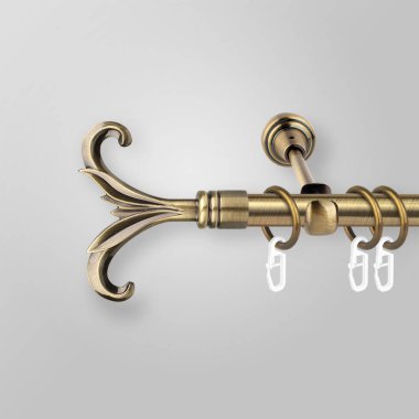 Gri arka planda metal sonlu perde