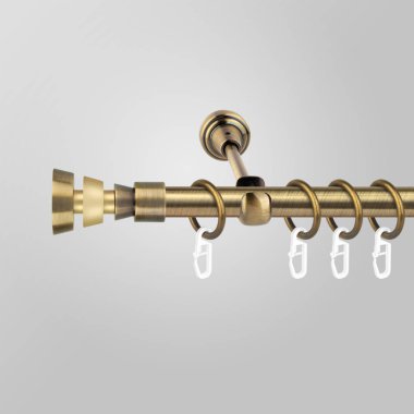 Gri arka planda metal sonlu perde