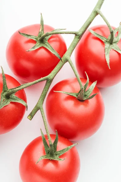 Primer Plano Rama Los Tomates Cherry Sobre Fondo Blanco — Foto de Stock