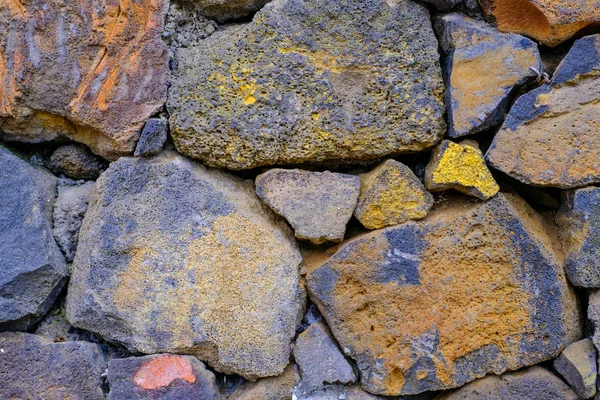 Raue Oberfläche Einer Alten Steinmauer Botanischen Garten Auf Teneriffa Kanarische — Stockfoto