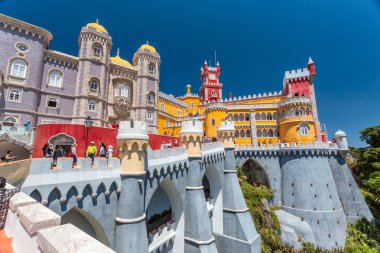 Sao Pedro de Penaferrim Penapalace Pena Palace geleneksel mimarisi, Sintra, Portekiz Rivierası, Portekiz.