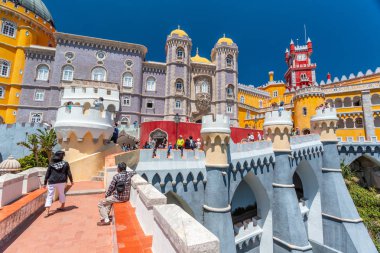 Sao Pedro de Penaferrim Penapalace Pena Palace geleneksel mimarisi, Sintra, Portekiz Rivierası, Portekiz.