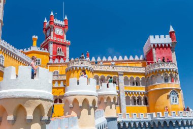 Sao Pedro de Penaferrim Penapalace Pena Palace geleneksel mimarisi, Sintra, Portekiz Rivierası, Portekiz.