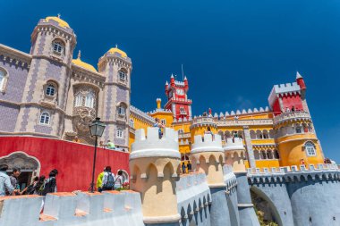 Sao Pedro de Penaferrim Penapalace Pena Palace geleneksel mimarisi, Sintra, Portekiz Rivierası, Portekiz.