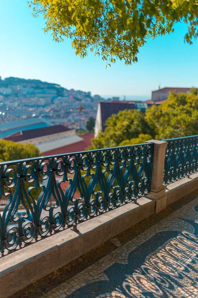 Street Ornate Balustrade Lisbon Portugal Europe — Stock Photo, Image
