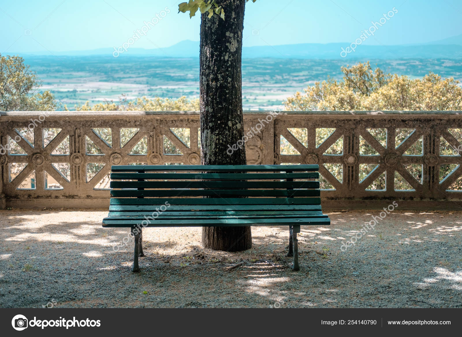 Street Scene Park Bench Cortona Arezzo Tuscany Italy Stock Photo