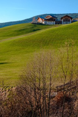 Güney Tirol yeşil vadisinde Dağ köyü sahne, İtalya, Avrupa