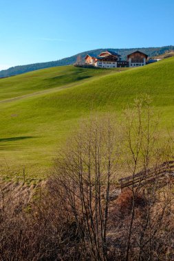 Güney Tirol yeşil vadisinde Dağ köyü sahne, İtalya, Avrupa