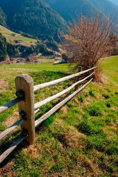 Güney Tirol yeşil vadisinde Dağ köyü sahne, İtalya, Avrupa