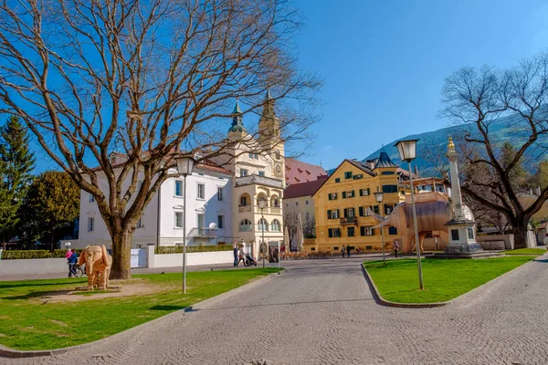 Paisaje Edificios Antiguos Calle Ciudad Brixen Tirol Del Sur Italia — Foto de Stock