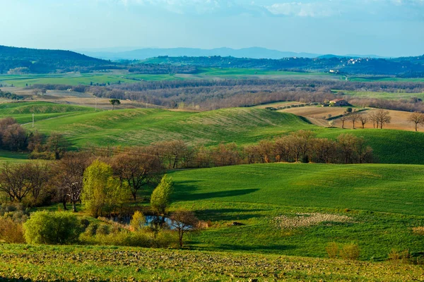 Paisagem Bela Paisagem Rural Com Aldeia Toscana Itália — Fotografia de Stock