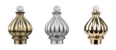 Beyaz arka plan üzerinde korniş için çeşitli renklerde modern metal ipuçları seti