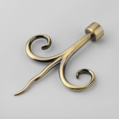 Gri arka planda perde saçak için bitki şeklinde Vintage metal finial