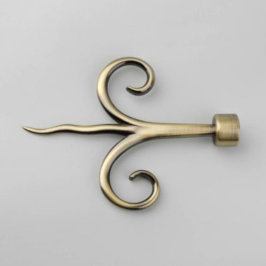 Gri arka planda perde saçak için bitki şeklinde Vintage metal finial