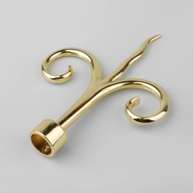 Gri arka planda perde saçak için bitki şeklinde Vintage Altın finial