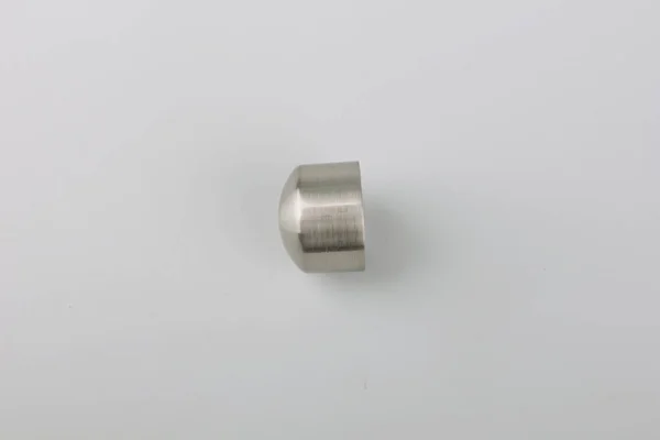 Eenvoudige Metalen Tip Voor Gordijn Paal Grijze Achtergrond — Stockfoto