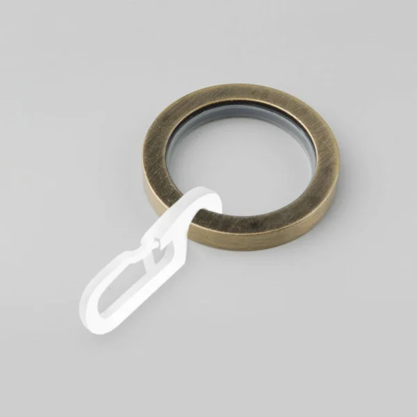 Curtain Metal Ring Plastic Hanger Cornice Pole Grey Background — Stock Photo, Image