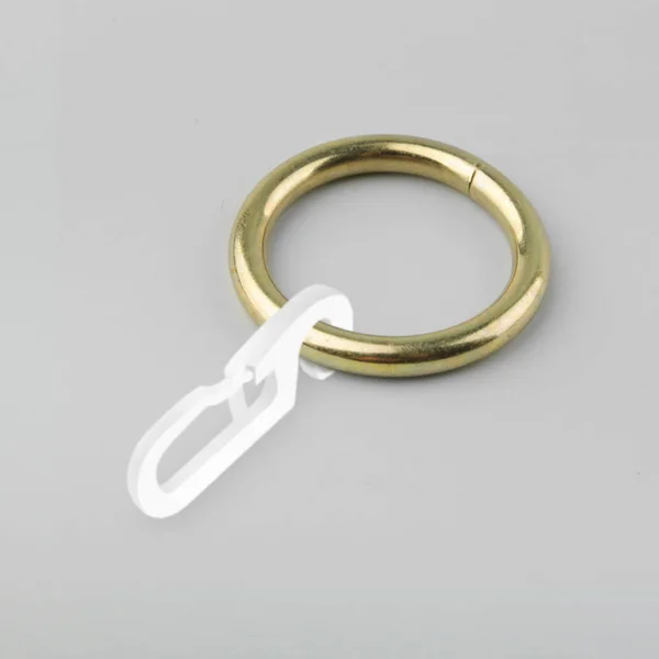 Curtain Metal Ring Plastic Hanger Cornice Pole Grey Background — Stock Photo, Image